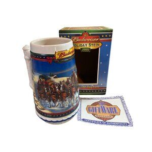 2002 Budweiser Holiday Stein Guiding the Way Home w/ COA & Box CS529